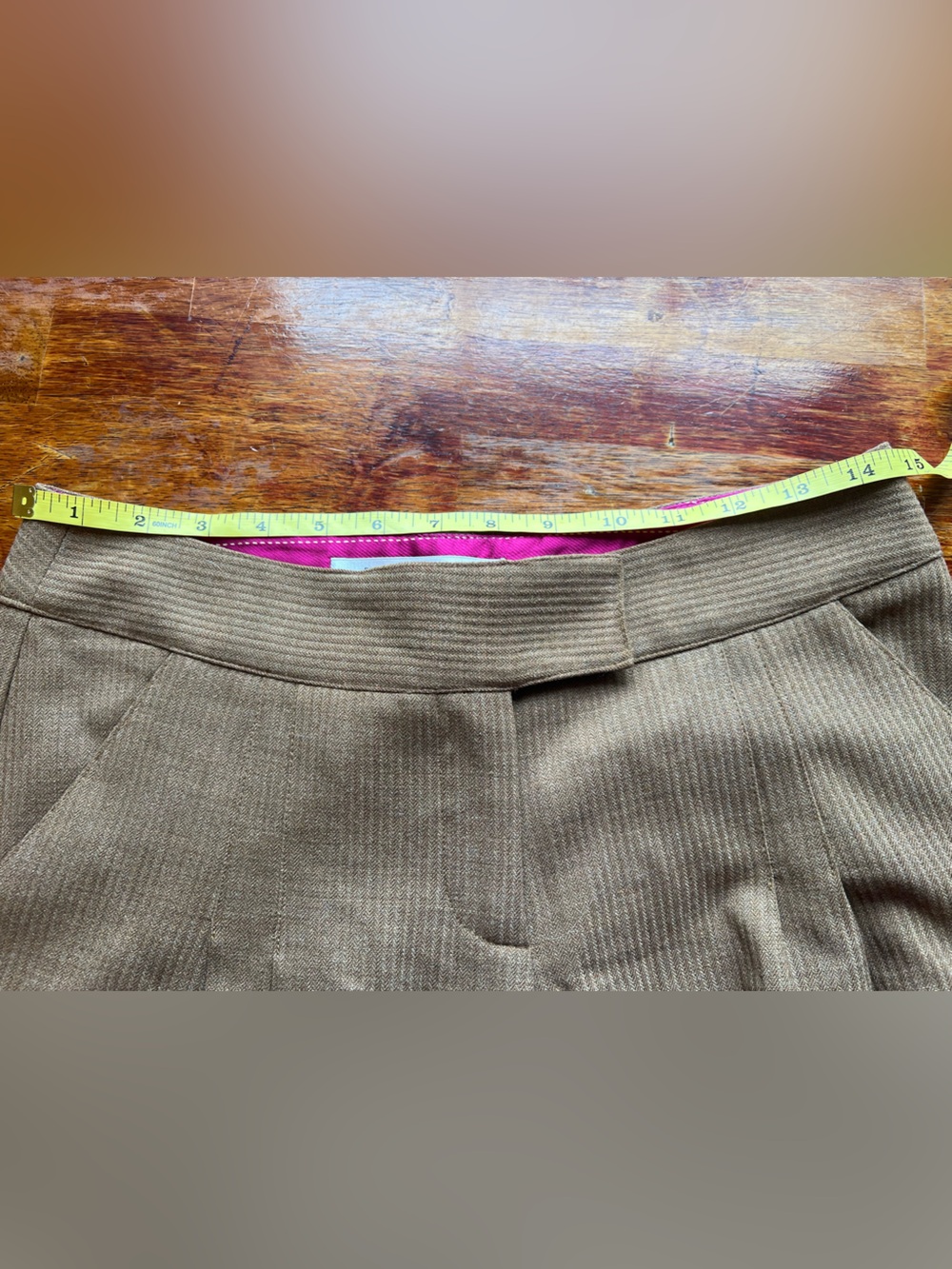Diane Von Furstenberg Wool Blend Pink Lining Wide Leg Pant Size 4 Brown - Picture 6 of 9